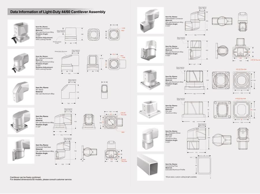 Cantilever arm connectors and profiles