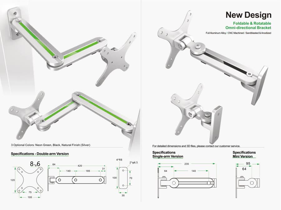 Foldable and rotatable aluminum HMI bracket